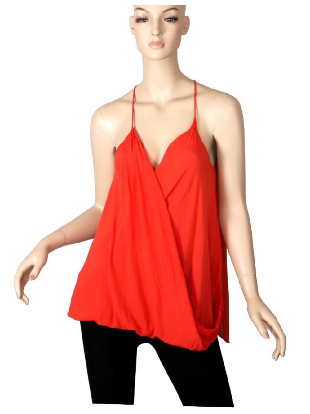 Helmut Lang Red Draped Spaghetti-Strap Camisole
